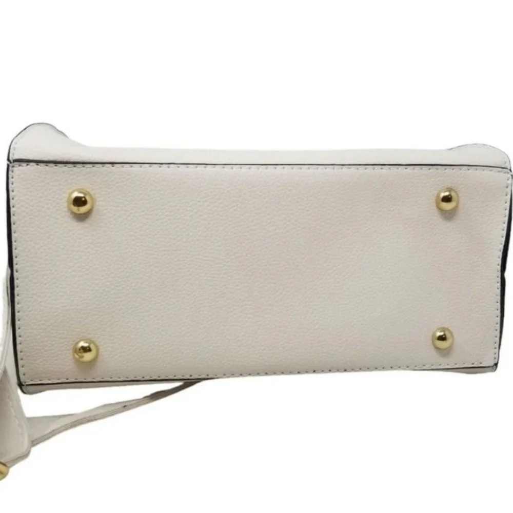 Beige Faux Snakeskin Square Crossbody Lock Charm Purse